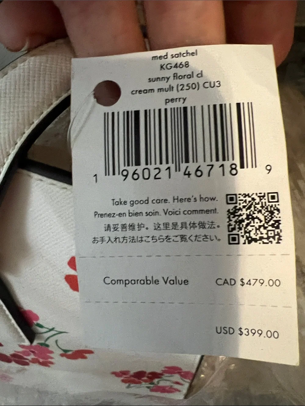 NWT!KATE Spade♠️PLAYFUL & PRETTY Cream Medium Floral Satchel/Crossbody!MSRP$399! - Picture 4 of 12